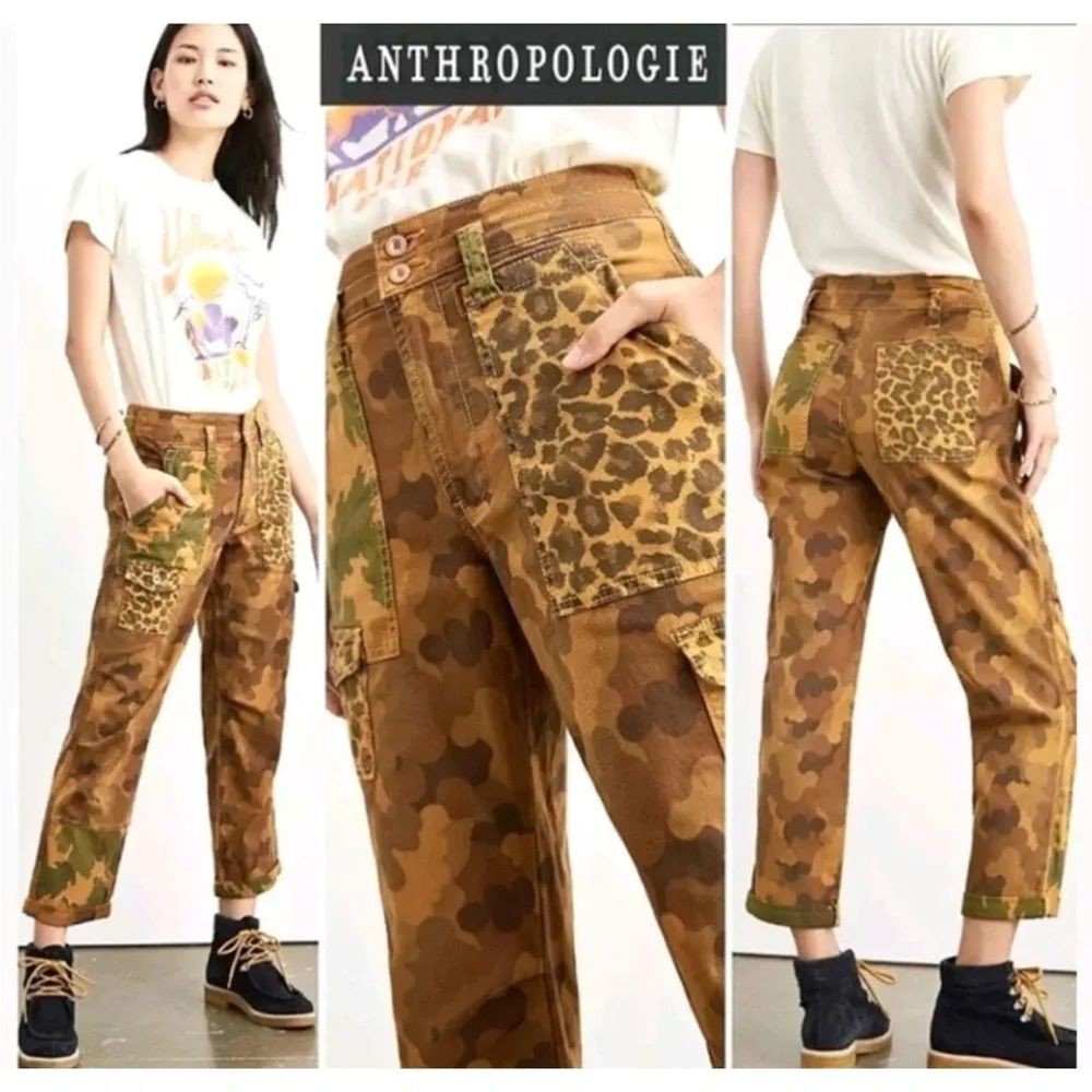 Anthropologie the wanderer 27 camo cheetah pant